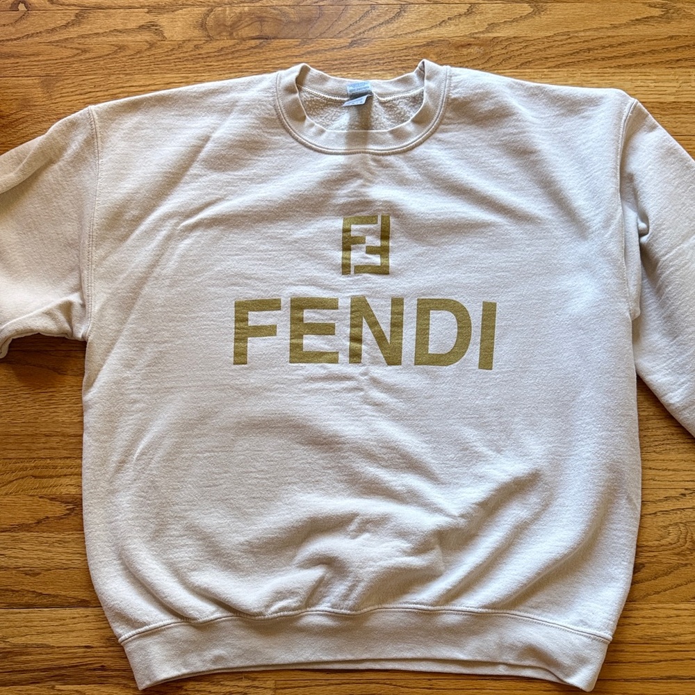 Fendi unisex  Beige Crewneck Sweat shirt